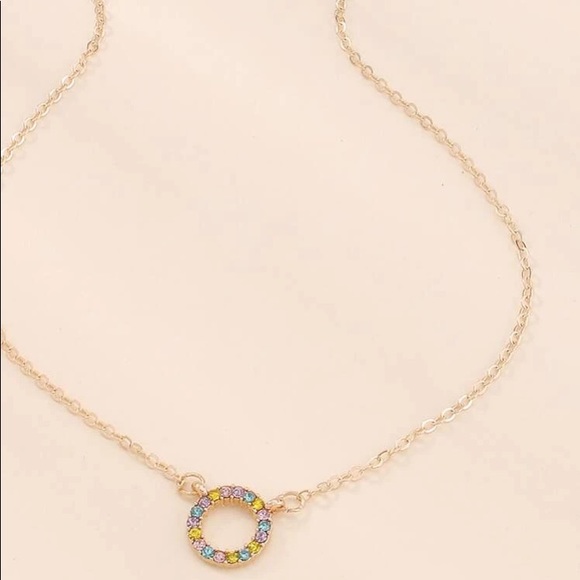 🎀 Lovely Multicolored Round Rhinestone Necklace - Picture 2 of 4